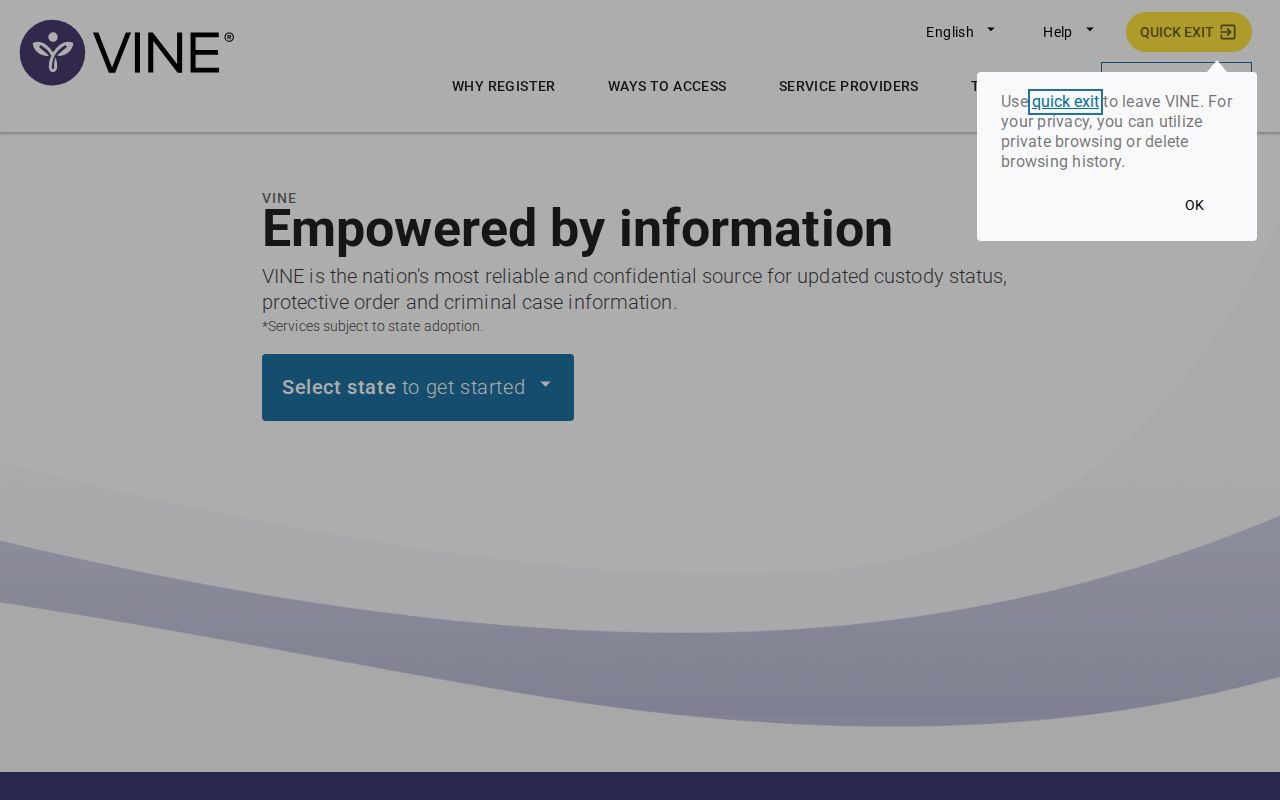VINELink statewide Kentucky custody search screen