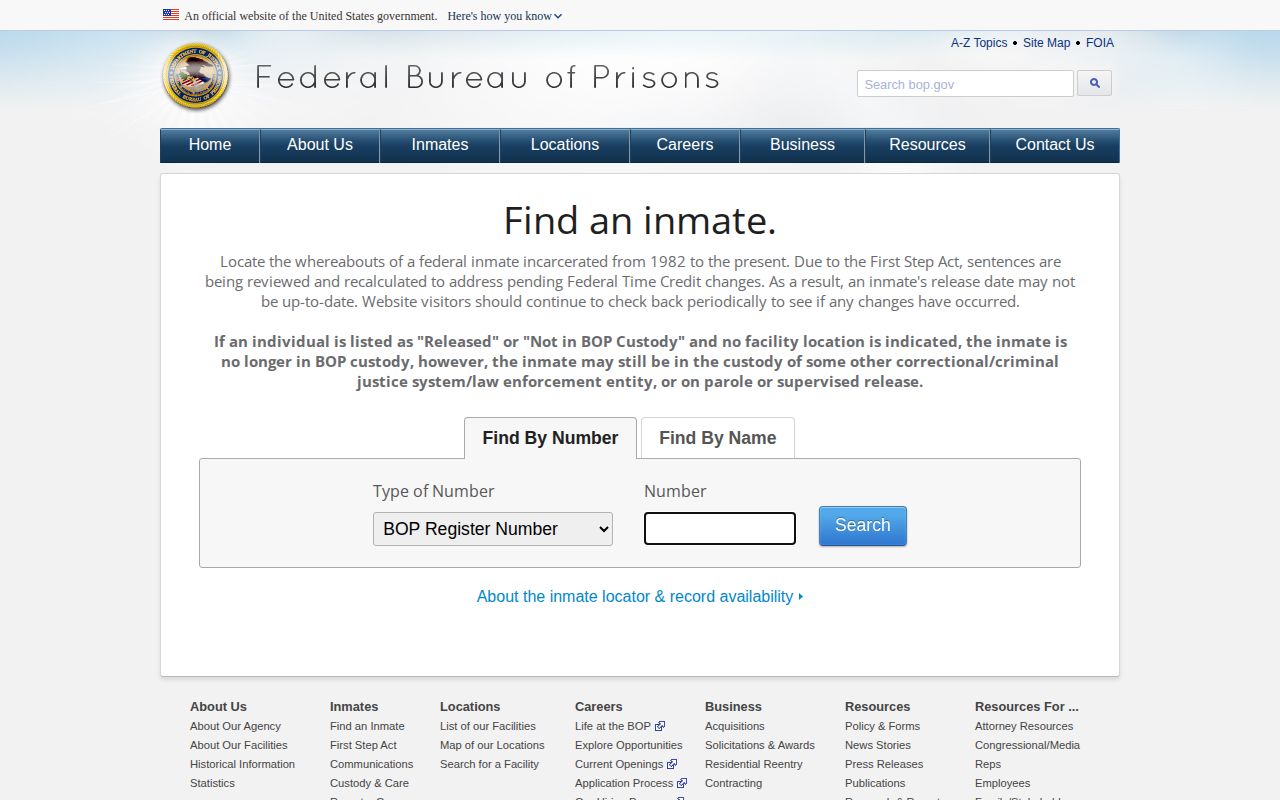 Federal inmate locator for Lawrence County arrest custody follow-up